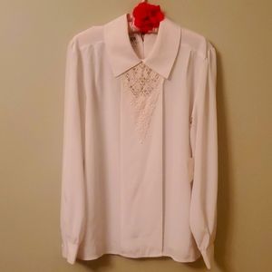 NILANI-Dress blouse with lace inset long sleeve size 12